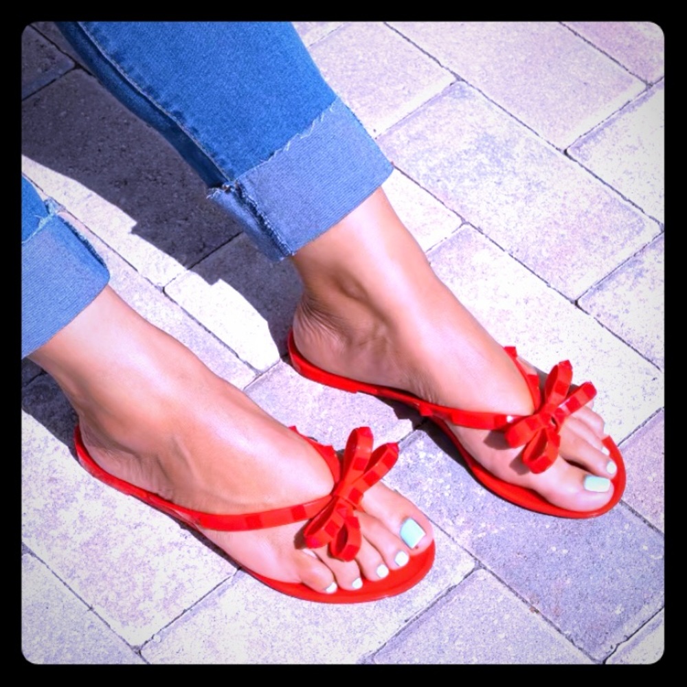 Bow Matte Studs Jelly Sandals